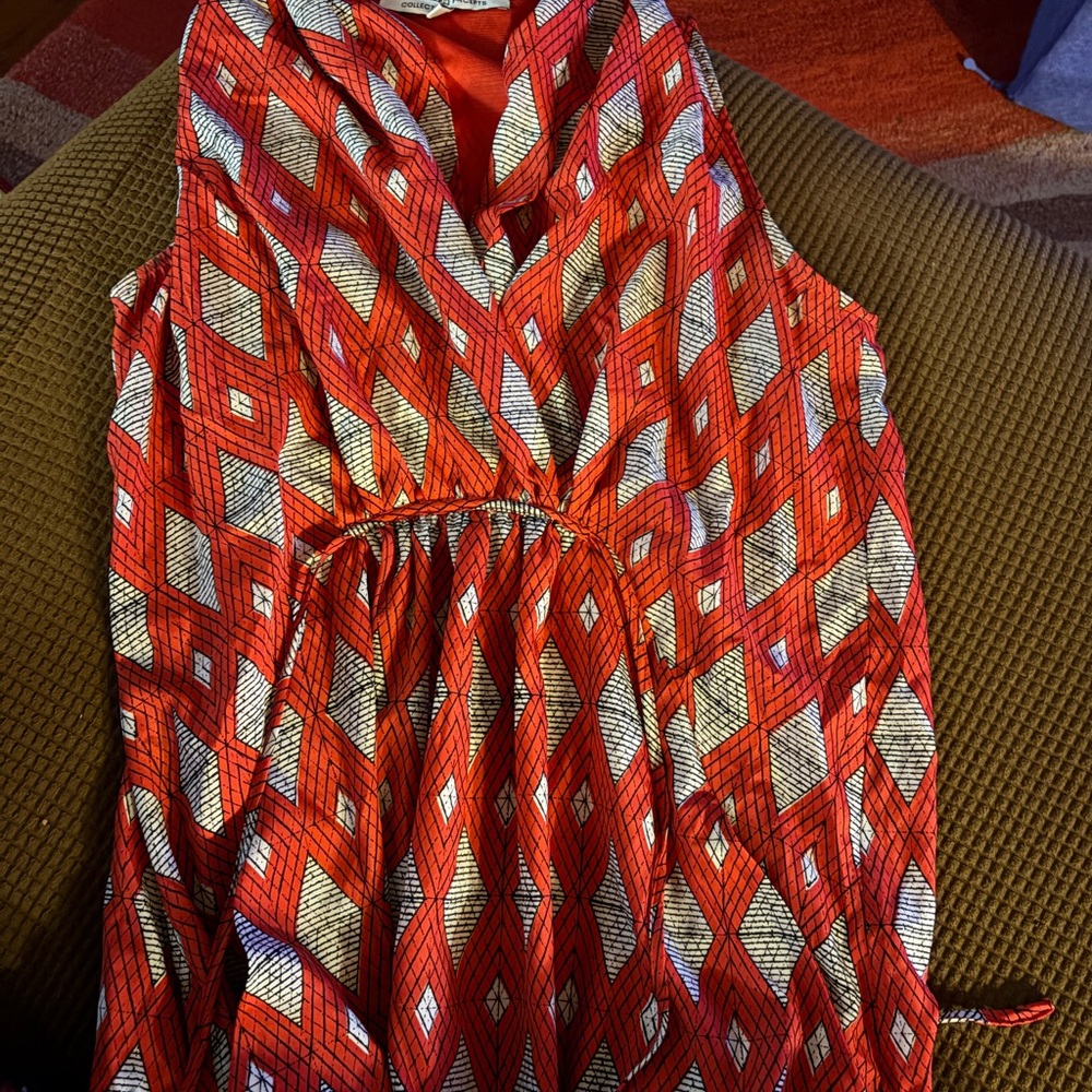Collective Concepts Red and White Geometric Mini Dress